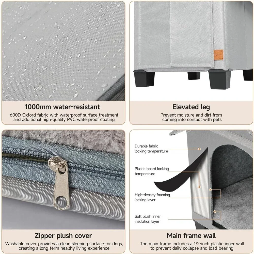 Insulated Dog House Outdoor with Warm Mat and Elevated Feet SMALL